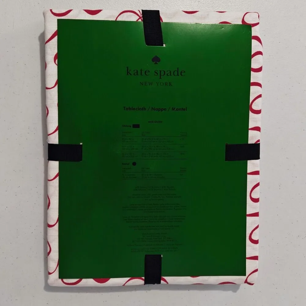 NEW Kate Spade Red Bows Tablecloth 60 X 102 Oblong White Valentines Christmas